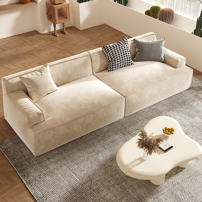 French cream wind Damascus cloth sofa living room modern light luxury small household dual technology cloth sofa