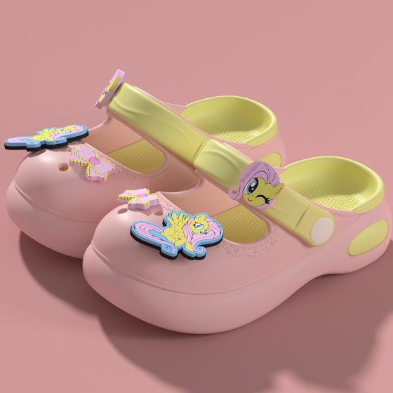 正版小马宝莉女款凉鞋包头洞洞鞋防滑踩屎感女孩子外穿儿童拖鞋夏