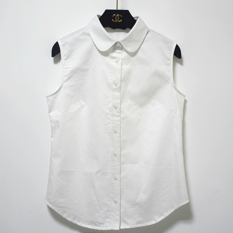 Women's New Autumn and Winter Professional Slim-Fitting White Sleeveless Shirt, Women's Summer Korean Style Shirt, Pure Cotton Top