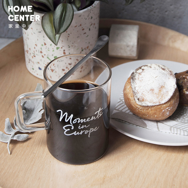 Home Center white English letter pattern High temperature resistant glass cups Tea cup Inwind small frescoed cups