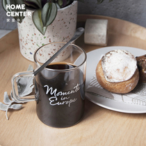 Home center White English letter pattern high temperature resistant glass cup cup tea cup ins Wind hipster Cup