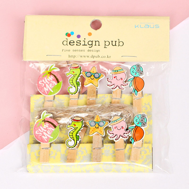 Seahorse wood clip cartoon marine animal series photo clip hemp rope ins net red photo props decoration photo clip