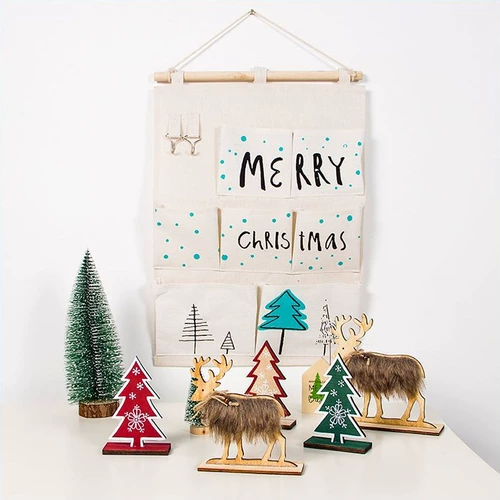 Рождественские украшения хранилище в карманной двери за холстом -мусором Студент Студент Стол Стол Стол Поселкивающей сумки с крючком с крючком