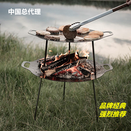 Original German petromax outdoor portable cooking wild luxury camping Wrought iron barbecue grill frying plate charcoal stove yard