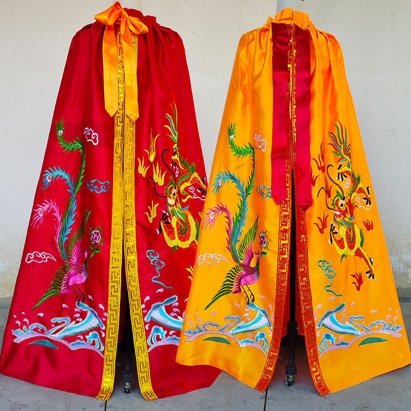 Dragon and Phoenix Cloak Deity Clothing Guanyin Bodhisattva Cloak Buddhist Robe Taishan Grandmother Phoenix Robe Buddha Statue Embroidered Buddhist Clothing Guan Gong