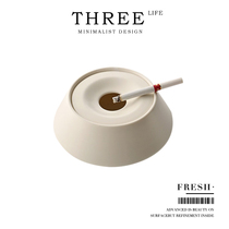 Tlife·Fresh·Ceramic ashtray with cover windproof fly ash proof Japanese style household easy to clean) New house