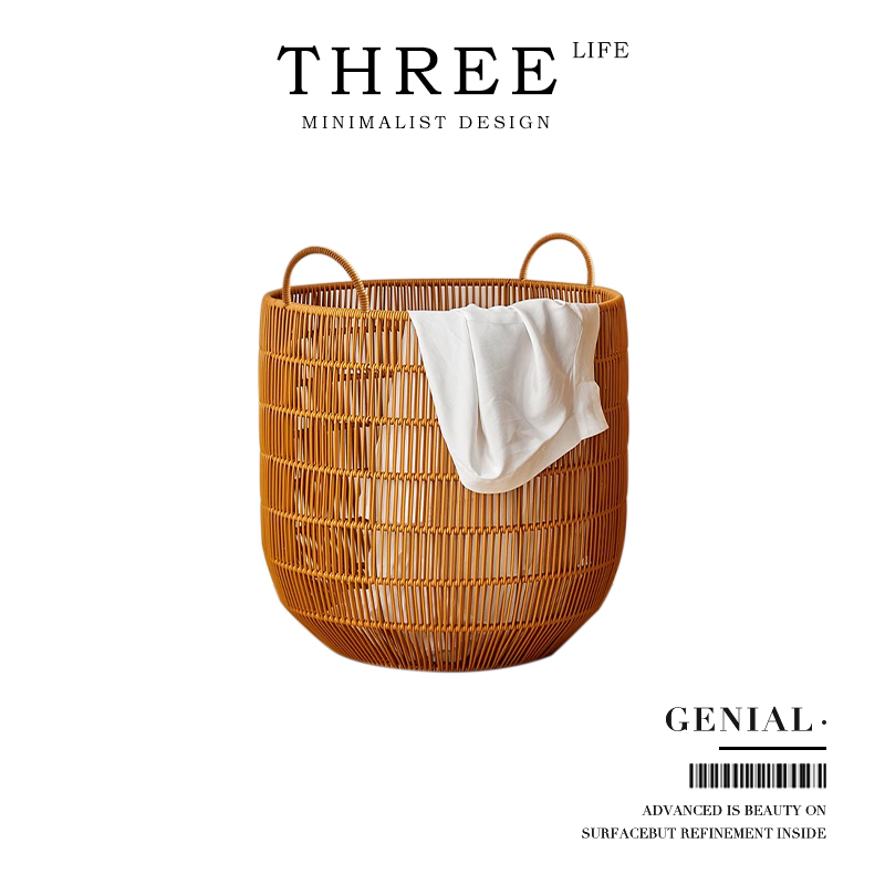 Tlife·Genial·収納バスケット イミテーションラタン 防水 汚れた服バスケット バスルーム 汚れた服バスケット ランドリーバスケット | ウォームシリーズ