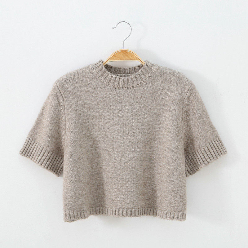 เสื้อสเวตเตอร์แขนสั้นคอเต่าครึ่งตัว ดีไซน์เอวสูง ทรงสั้นพิเศษสำหรับผู้หญิง เสื้อผ้าฤดูใบไม้ร่วงเนื้อหนา แฟชั่นใหม่ เสื้อถักใส่ด้านนอก ดูเพรียวบาง ทันสมัย