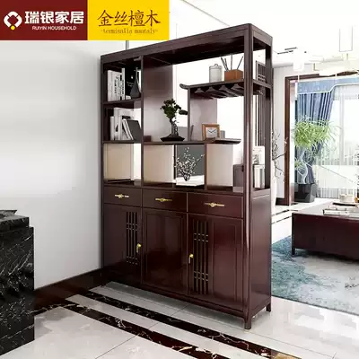 New Chinese living room compartment cabinet light luxury solid wood double-sided entrance wine cabinet dining room log entrance hall screen shelf