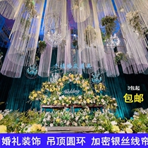 Wedding encryption thread curtain wedding decoration props wedding ceiling ring silver wire curtain partition hanging curtain straight line curtain