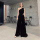 Spring and summer black evening dress female 2022 new banquet noble and elegant annual meeting host dress high-end atmosphere