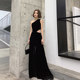 Spring and summer black evening dress female 2022 new banquet noble and elegant annual meeting host dress high-end atmosphere