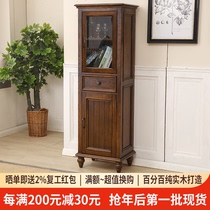 American Wine Cabinet Solid Wood High Cabinet Living Room Small Wine Cabinet Dining Room Display Cabinet Small Family Wine Cabinet Standing White Waxy Wood Side Cabinet