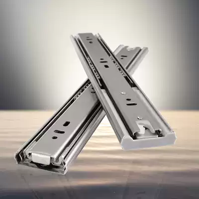 304 stainless steel drawer slide track three-section rail buffer damping mute rail clothing integral cabinet slide household hardware