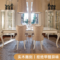 Style Furnishings Light Lavish Six Solid Wood Engraving Handcrafted Sketching Flower Table Eu Style Minima Dining Table Square Table