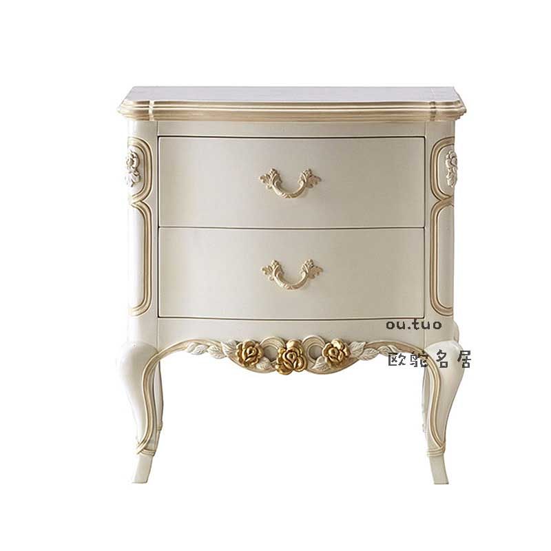 French solid wood carved nightstand neoclassical style locker Bedroom bedside cabinet European style bucket cabinet Princess bed end bench