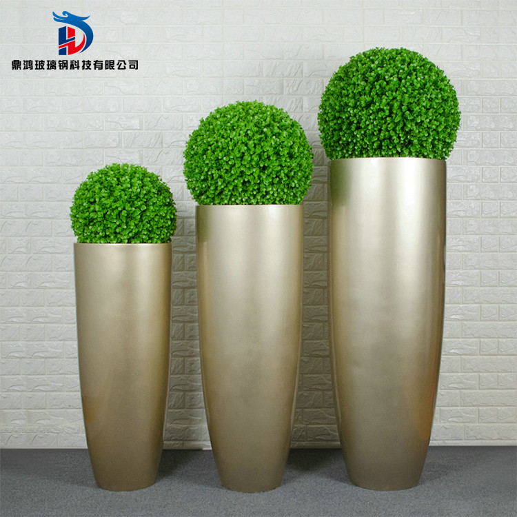 Glass Fiber Combined Round Flower Pot Brief Beauty Chen Floral Green Plant Mall Hotel Decoration Pendulum with floor large vase