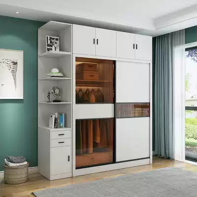 Wardrobe Modern simple Nordic style wardrobe Bedroom sliding door sliding door sliding door glass door Large wardrobe wardrobe