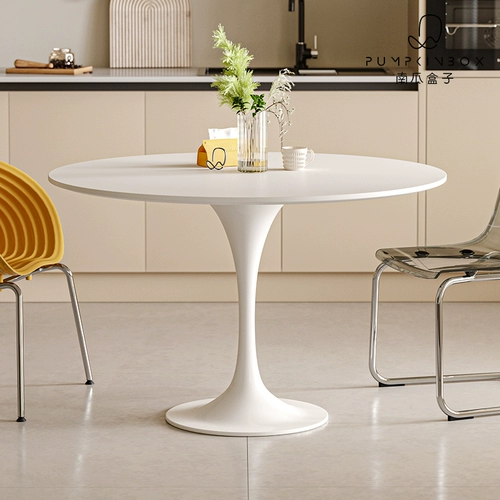 Тюльпан Круглый Стол Ресторан Домашний Стол маленький квартира Современный минималистский круглый стол скандинавской панель белого рока.