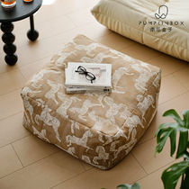 Medieval style square futon Internet celebrity home embroidered horse pouf living room removable and washable lazy sofa cushion footrest