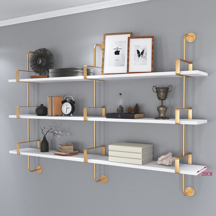 Nordic Wall Racks Golden Iron Art Medecor Shop Dresden shelf Shelves Wall-mounted Bookshelves Contained