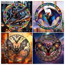 Halloween bat gem owl catching mirror colorful acrylic window hanging decoration gothic bird wall art car hanging
