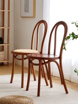 French retro wood rattan chair home wood dining chair to do old American Sonette mid-ancient balcony back chair