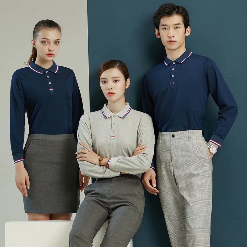 Lapel long-sleeved polo shirt custom printed logo work clothes T-shirt embroidery advertising shirt culture clothes work clothes custom word - Taobao