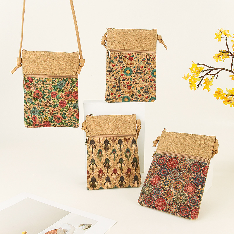 New Eco-Friendly Cork Crossbody Simple Mini Vertical Phone Bag Retro Multifunctional Women's Patchwork Coin Purse New Eco-Friendly Cork Crossbody Simple Mini Vertical Phone Bag Retro Multifunctional Women's Patchwork Coin Purse