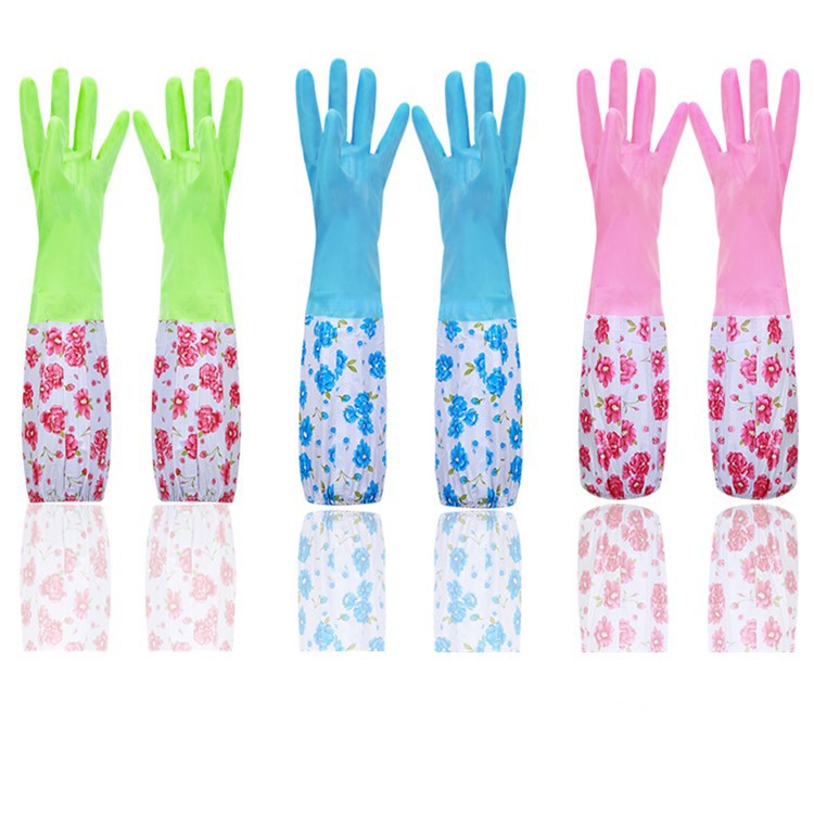Dishwashing Gloves Women's Kitchen Thickened Rubber Winter Wash Clothes Warm And Waterproof Lengthened Winter Housework Durable Glint