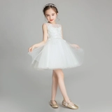 Наряд маленькой принцессы, платье девочки цветочницы, вечернее платье, детский наряд для музыкальных выступлений, подарок на день рождения, из фатина, белая одежда