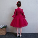 Красный наряд маленькой принцессы, платье, лонгслив, пианино, зимний наряд для музыкальных выступлений, подарок на день рождения