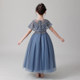 Girls catwalk host evening dress little girl princess dress flower girl wedding tufted yarn children's piano performance clothing