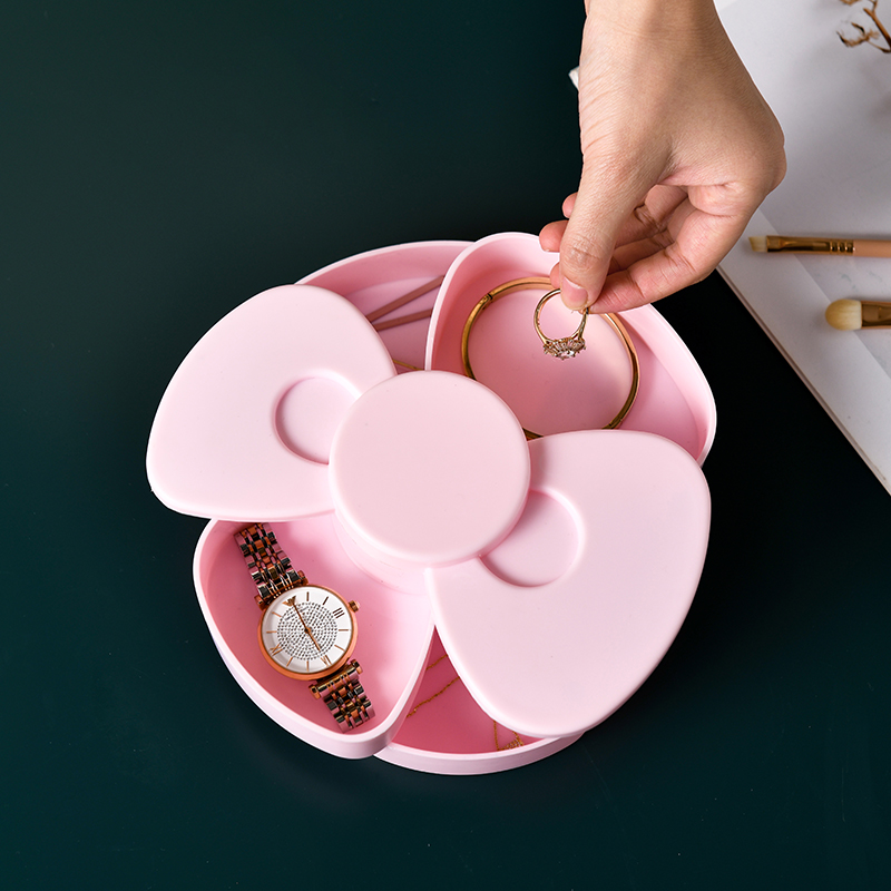 Girls Hair Accessories Rotating Storage Box Children's Hair Clip Jewelry Rubber Band Headdress Hair Card Dressing Rope Desktop Jewelry Box