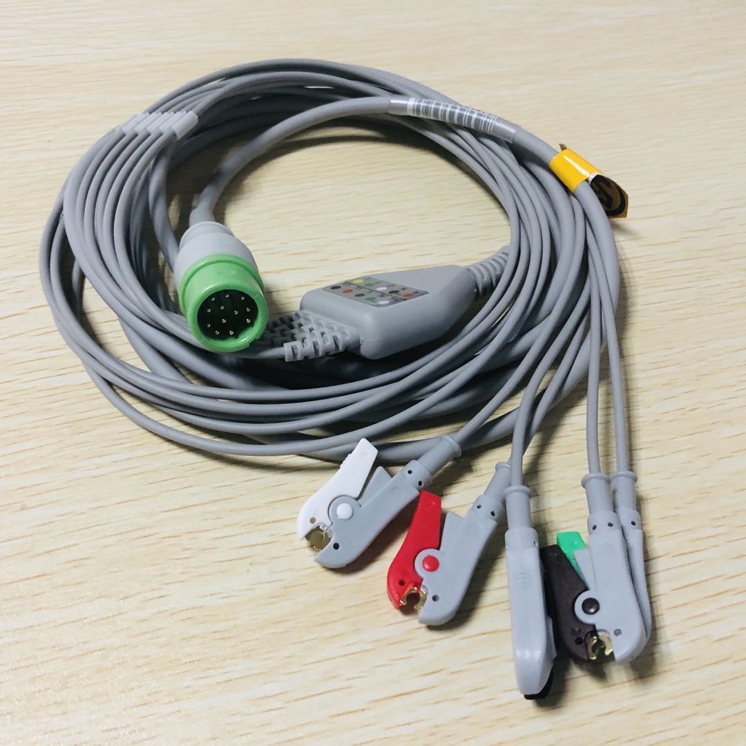 适用迈瑞监护仪12针T5T6 T8 IPM8/IPM10UMEC6五导心电导联线夹式