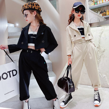 Girls' suit suit spring and autumn 2023 new big boy Korean version fashionable little girl casual small suit two-piece set