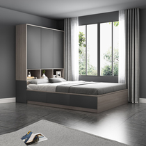Modern minimalist 1 35 tatami bed with wardrobe One integrated storage containing bed 1 2 Single beds 1 5 m Double beds