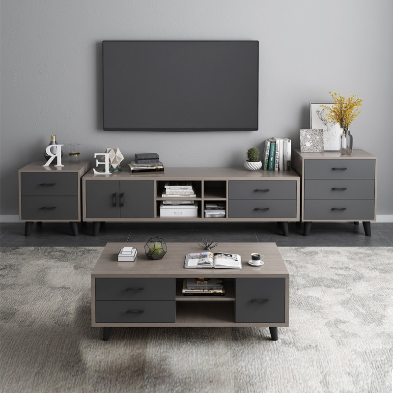 Nordic TV cabinet modern minimalist tea table combination suit drawer lockers Sub-plate small family living room furniture