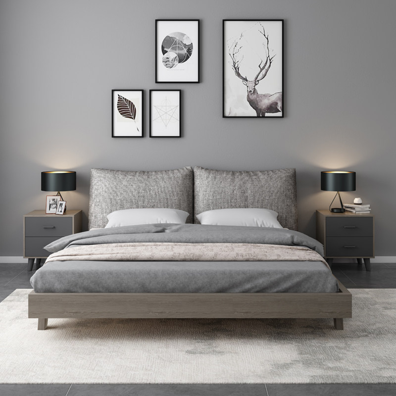 Nordic Solid Wood Bed 1 5 m Bed Modern 1 8 m Bed Minimalist Master Bedroom Nordic Style Home Innate Red Double Bed