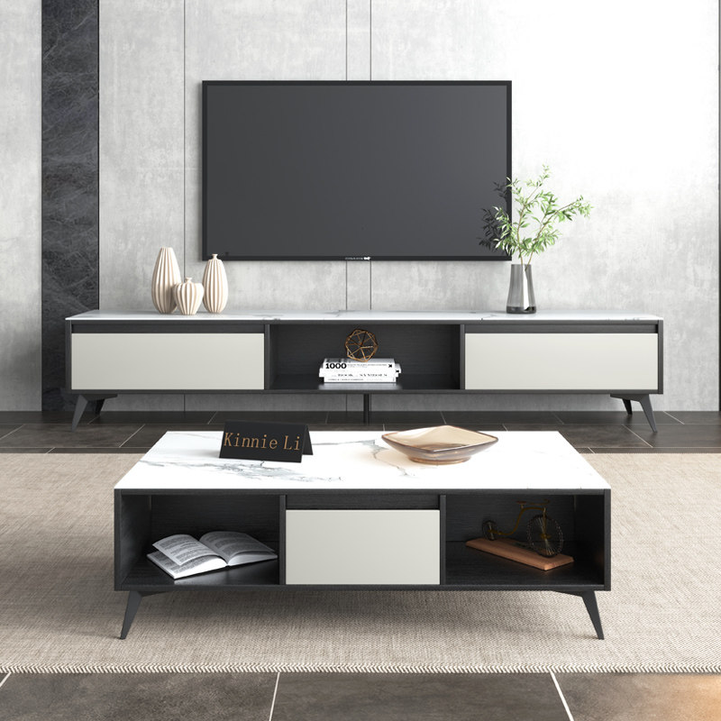 Rock plate TV cabinet Tea Table Composition Nordic Light Lavish Modern Minima Living-room Small Family marble TV enclosure