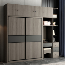 Sliding door wardrobe with dressing table integrated modern simple economy home bedroom Nordic simple wardrobe