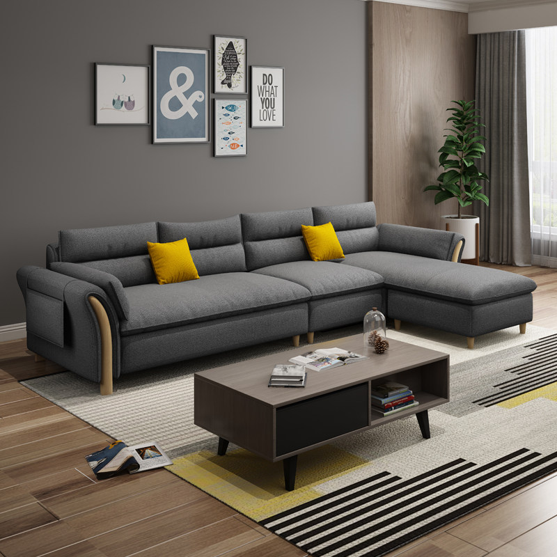Fabric sofa simple modern size apartment living room corner Nordic cloth sofa removable and washable combination furniture