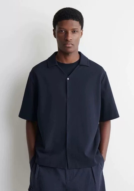 C*S Men's Casual Short-Sleeved Shirt Navy Blue 2026 Summer New Product 1329397002 C*S Men's Casual Short-Sleeved Shirt Navy Blue 2026 Summer New Product 1329397002