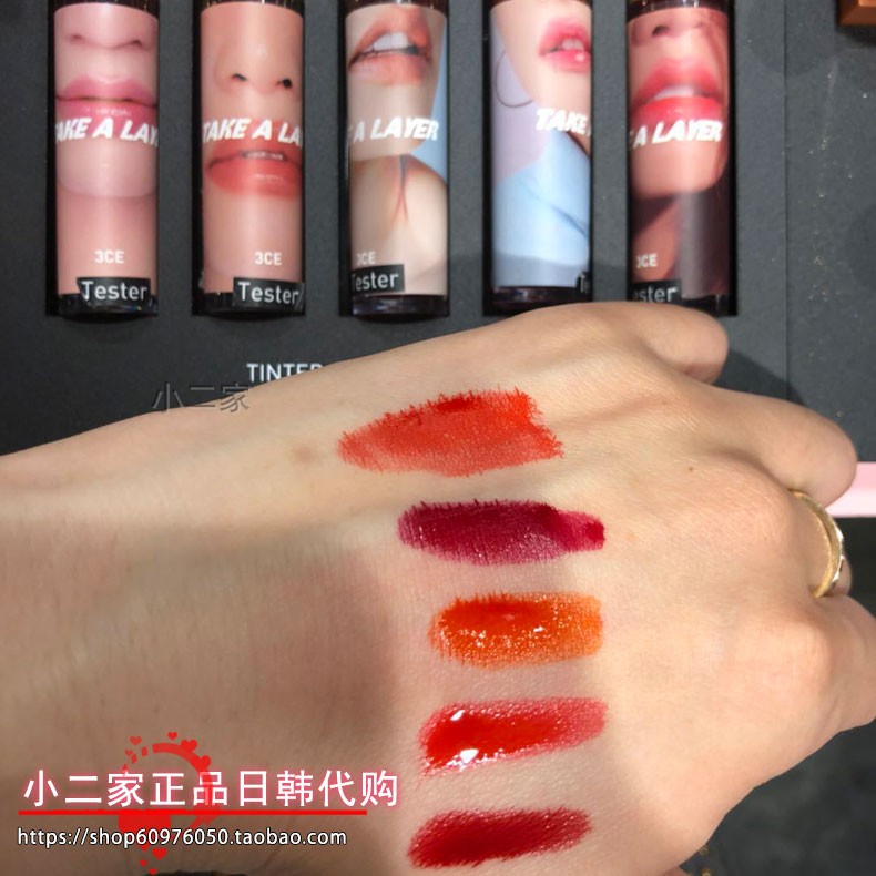 Authentic Hàn Quốc 3CE TAY A LAYER 18 năm mới son môi dạng lỏng son bóng son bóng hera	