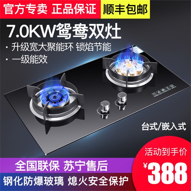 SAKRUA Japanese Cherry Blossom Gas Stove Double Port Gas Stove Household LPG Gas Fire Embedded Gas Stove