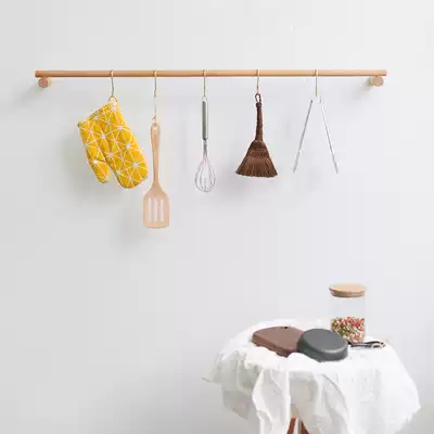 Solid Wood hanger homestay Wall Wall log single pole wooden coat rack Japanese kitchen dressing room towel rack