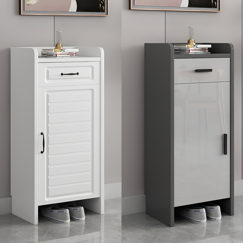 Shoe Cabinet, Simple and Modern, Suitable for Small Apartments, Single-Door, Large Capacity, for Entryway, White, Balcony, Freestanding, Multifunctional