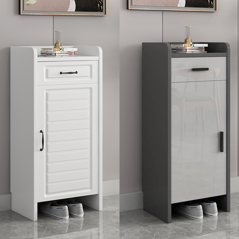 Shoe Cabinet, Simple and Modern, Suitable for Small Apartments, Single-Door, Large Capacity, for Entryway, White, Balcony, Freestanding, Multifunctional