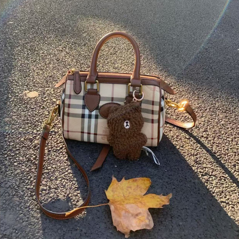 B Brand Vintage Women's Bag Retro Plaid Pillow Bag Flying War Horse Single Shoulder Crossbody Bag Second-Hand Handbag Boston Bag