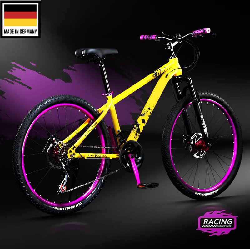 German Mountain Bike Dirt Jump Street Bike with Variable Speed for Men and Women, Youth Street Bike, Student Shock-Absorbing Dual Disc Brake Bicycle